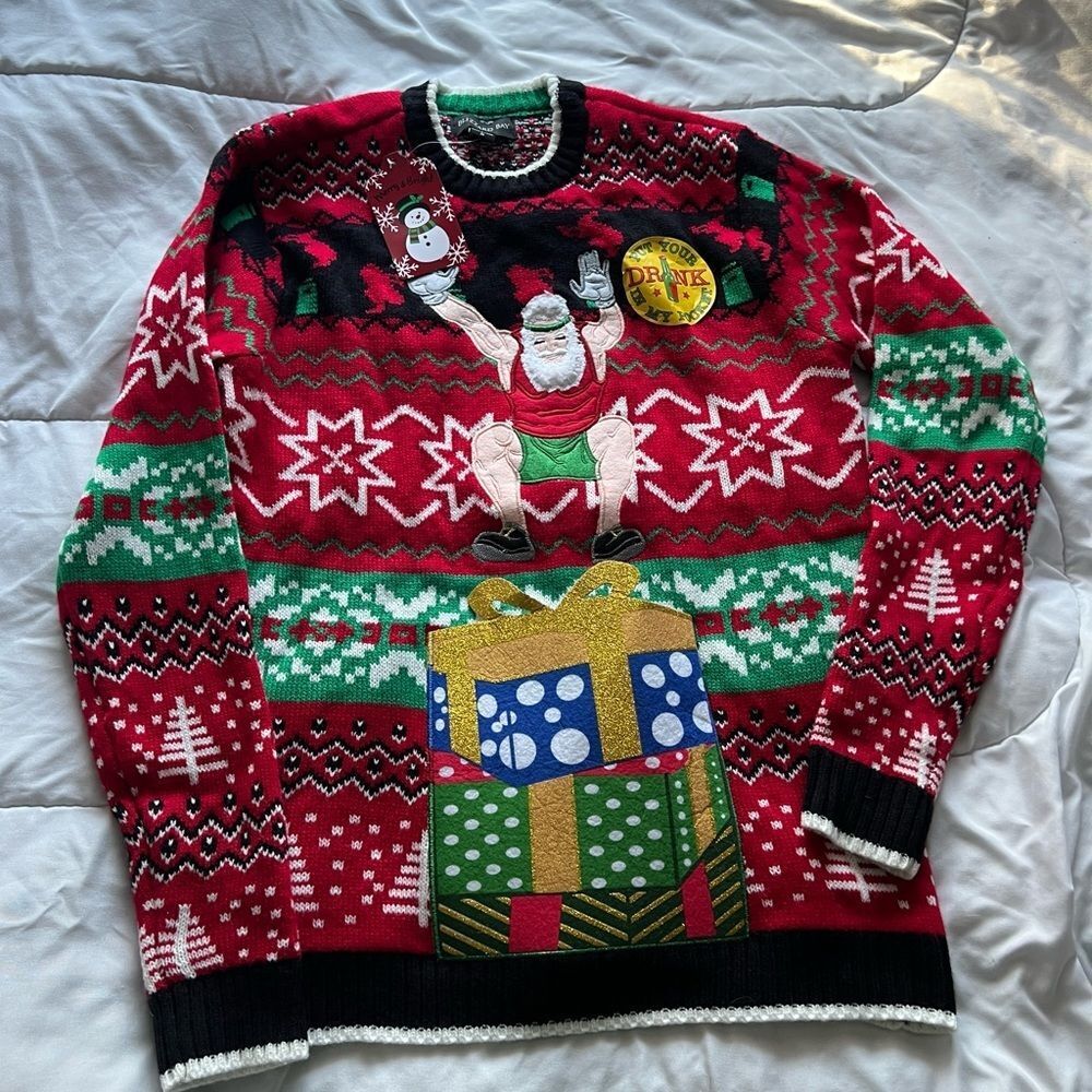 NWT blizzard bay ugly christmas sweater with drink holder size S